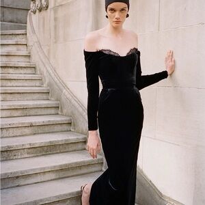 New Arrivals Black Off-Shoulder Velvet Dress